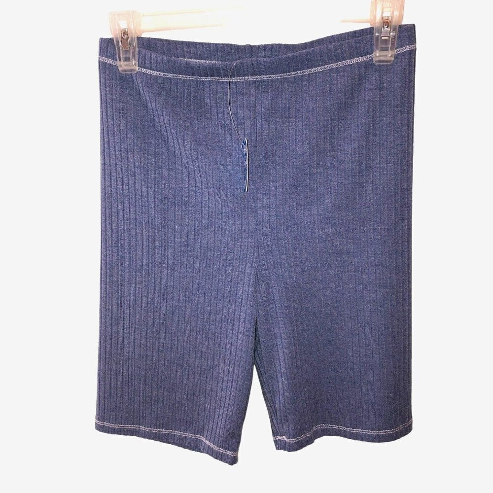New Free People Intimately Small Blue Ribbed Stretch Pull On Sleep Shorts Sz S